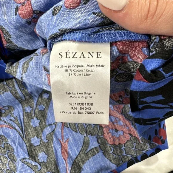 NWT Sezane [ 4 US / 36 ] Lola Printed V Neck Mini Dress in Atla Beue #Q374 - Picture 4 of 16